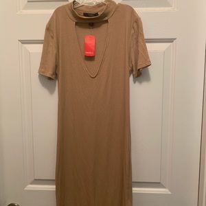 Calf length Taupe Dress